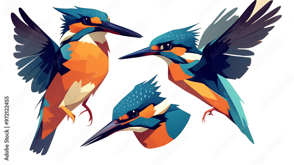 Naklejka premium 【透過PNG】川の宝石、カワセミのアイコン素材,鳥,野鳥,青い鳥,