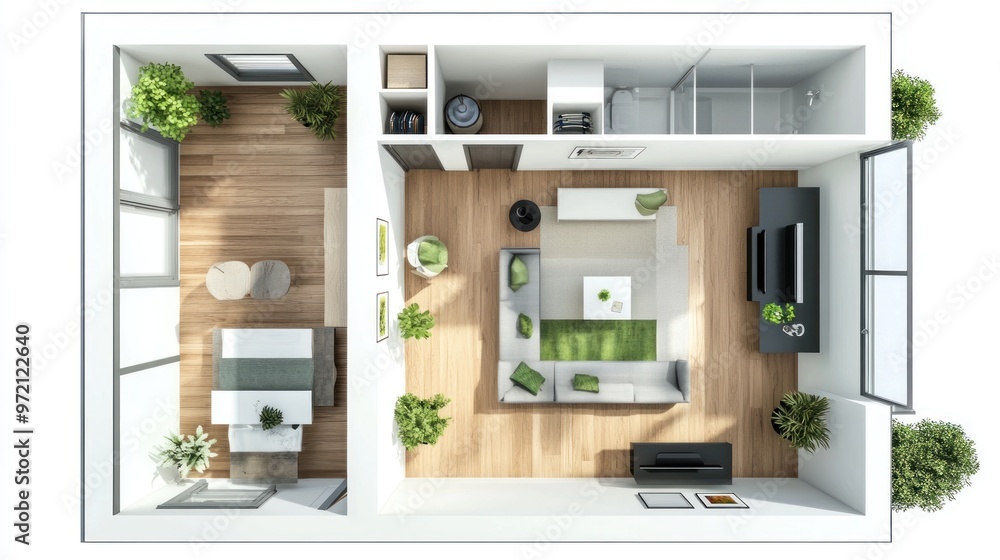 Top-Down View of a Modern Apartment Top-Down View of a Modern Apartment