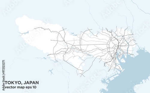 日本の東京都のシンプルな道路路線図