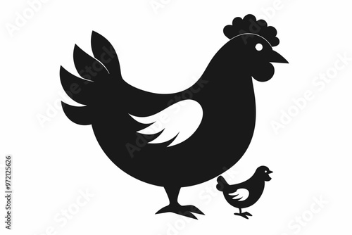 Chicken icon vector illustration. Black Chicken Silhouettes in Various Poses - Vector Farm Animal Illustrations.