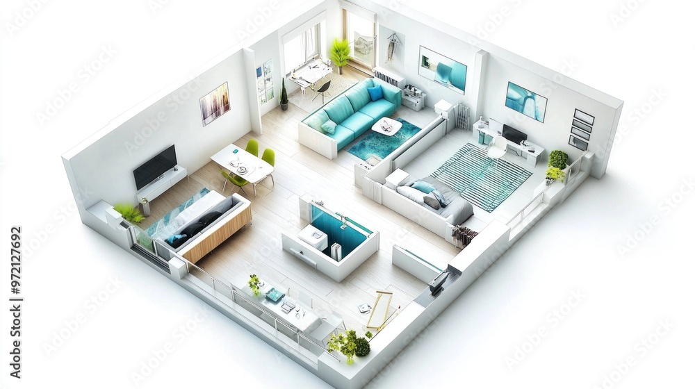 Obraz premium Modern Apartment Interior Design Visualization