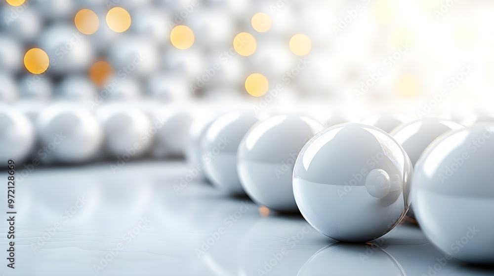 Naklejka premium Minimalist spheres, neutral background, soft shadow effects, smooth surfaces, futuristic vibe