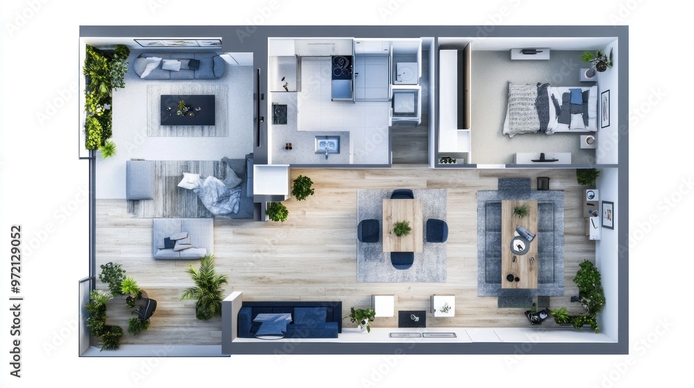 Top-Down View of a Modern Apartment Top-Down View of a Modern Apartment