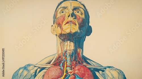 Vivid Anatomical Depicting the Human Bodys Intricate Cardiovascular System  photo