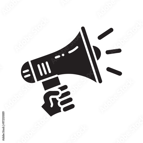 Speaker Megaphone Icon: Single Solid Vector Illustration for Website Design, Logo, App, Template