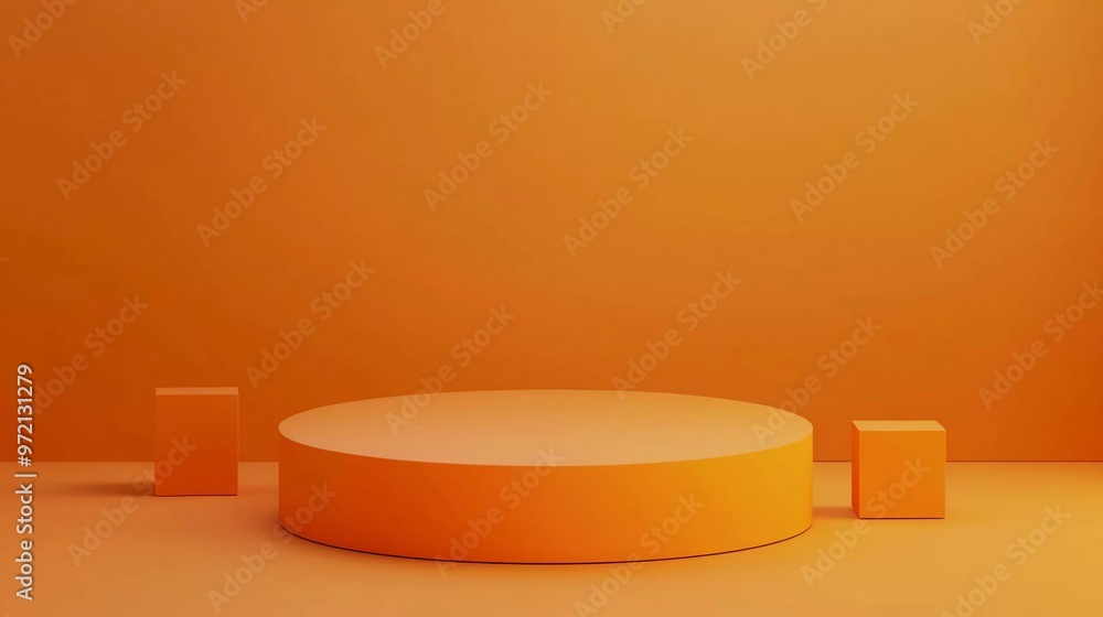 Realistic 3D orange cylindrical podium background with cube pedestal, Clean empty wall scene. Minimal mockup or abstract product display presentation, Stage showcase. Nice platforms vector geometric d Realistic 3D orange cylindrical podium background with cube pedestal, Clean empty wall scene. Minimal mockup or abstract product display presentation, Stage showcase. Nice platforms vector geometric d