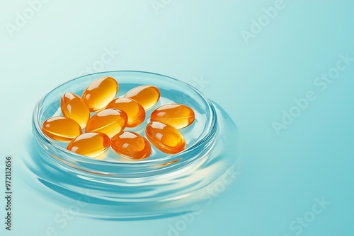 Vitamin E Capsules Resting in Shallow Dish of Water, Symbolizing Hydration and Skin Nourishment