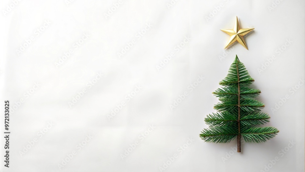 Minimalist Christmas tree with golden star on a white background with copy space
Minimalist Christmas tree with golden star on a white background with copy space