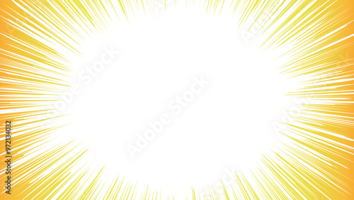 漫画のような放射線・集中線背景　ゴールド　サイズ比率16:9