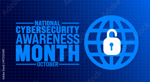 National Cyber security or Cybersecurity Awareness Month background or banner design template is observed every year in October. Holiday concept. Template for card, poster, placard, template. eps 10