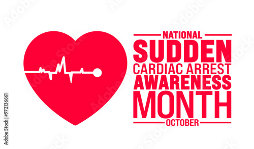 sudden cardiac arrest awareness month background or banner design template is observed every year in October. Holiday concept. Template for card, poster, placard, template. eps 10