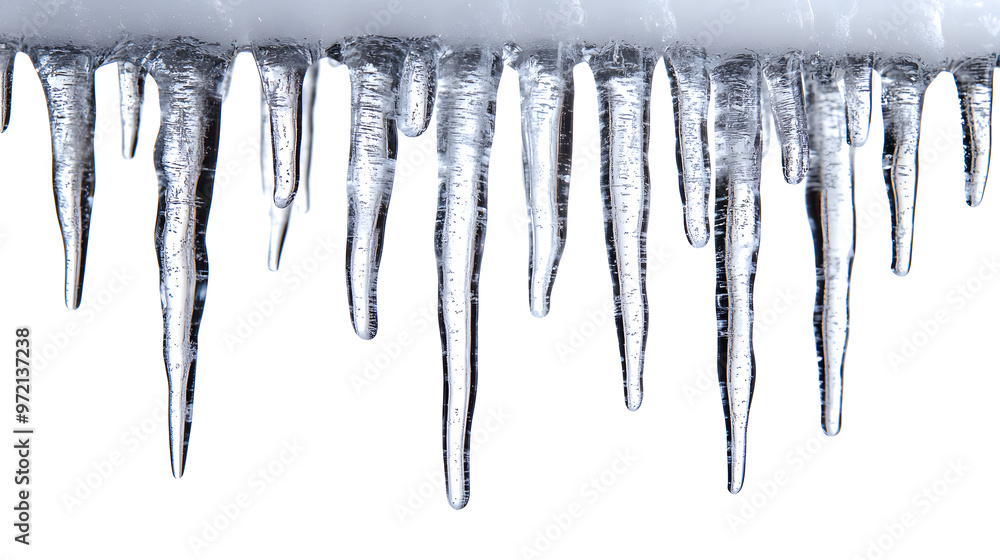 Icicles hanging isolated on white background
Icicles hanging isolated on white background