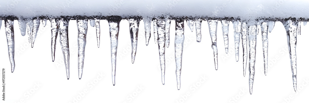 Icicles hanging isolated on white background
Icicles hanging isolated on white background