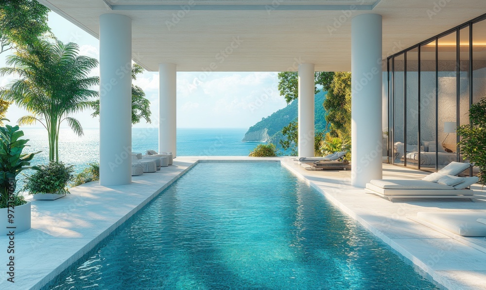 Fototapeta premium Luxury Pool with Ocean View