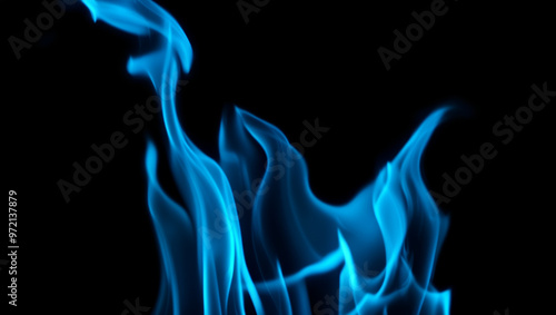 Blue flames on black background