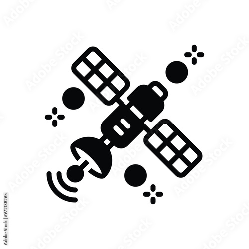 Black solid icon for satellite