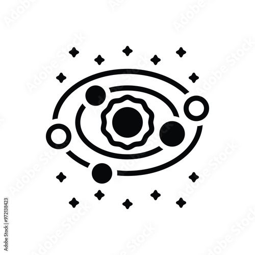 Black solid icon for solar system