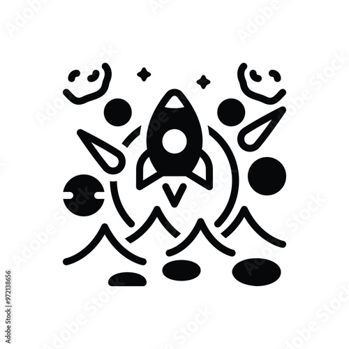 Black solid icon for space exploration
