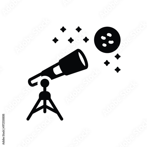 Black solid icon for telescope