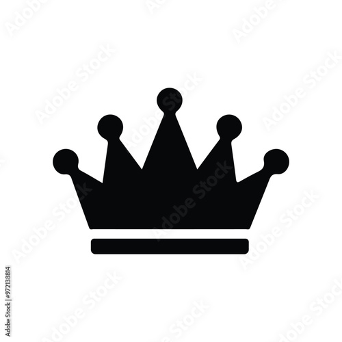 Crown icon flat style vector illustration for graphic and web design. Royal king crown symbol isolated on white background. Simple and minimal king crown black silhouette