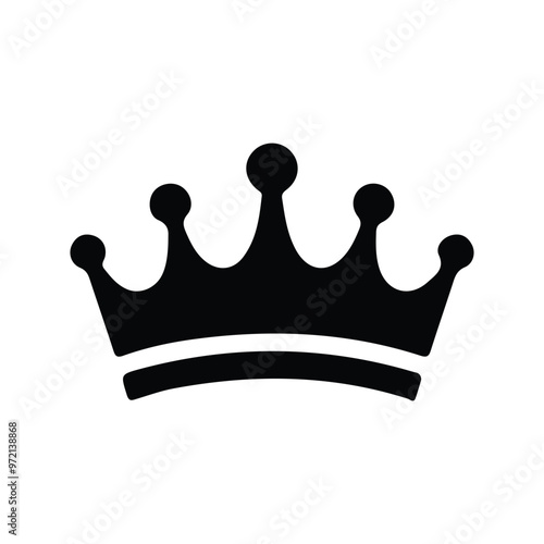 Crown icon flat style vector illustration for graphic and web design. Royal king crown symbol isolated on white background. Simple and minimal king crown black silhouette