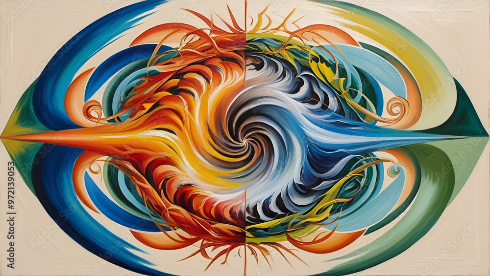 Fototapeta premium background pattern featuring a colorful and psychedelic vortex spiral design. 