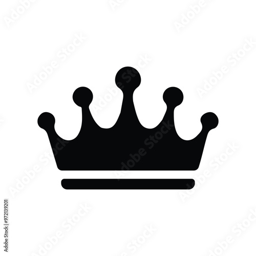 Crown icon flat style vector illustration for graphic and web design. Royal king crown symbol isolated on white background. Simple and minimal king crown black silhouette