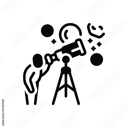 Black solid icon for astronomer