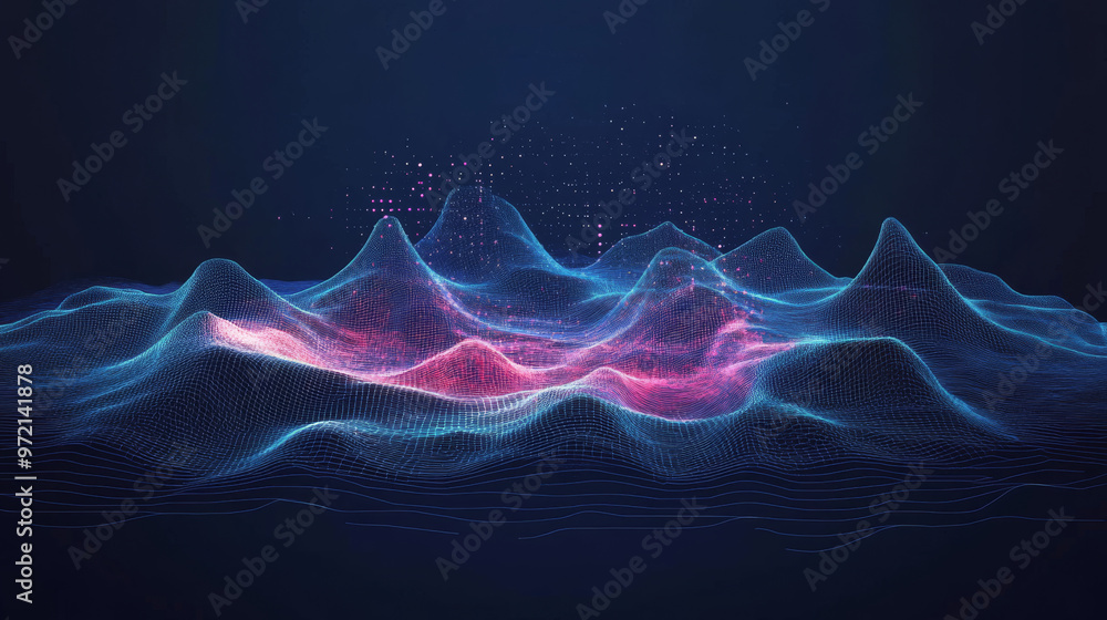 Fototapeta premium Abstract low-poly wireframe mesh design on a dark blue background. Vector illustration.