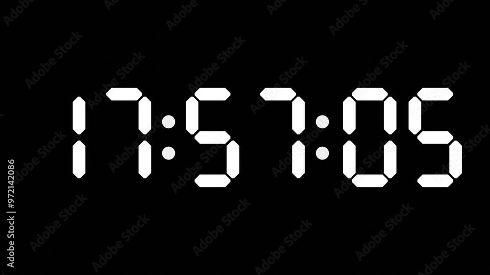 17:57 - 60 Second Full-Screen Countdown Timer with 7-Segment Display | 5:57 PM (Five O'Clock Fifty-Seven Minutes) | Seventeen O'Clock, Fifty-Seven Minutes 17:57 - 60 Second Full-Screen Countdown Timer with 7-Segment Display | 5:57 PM (Five O'Clock Fifty-Seven Minutes) | Seventeen O'Clock, Fifty-Seven Minutes