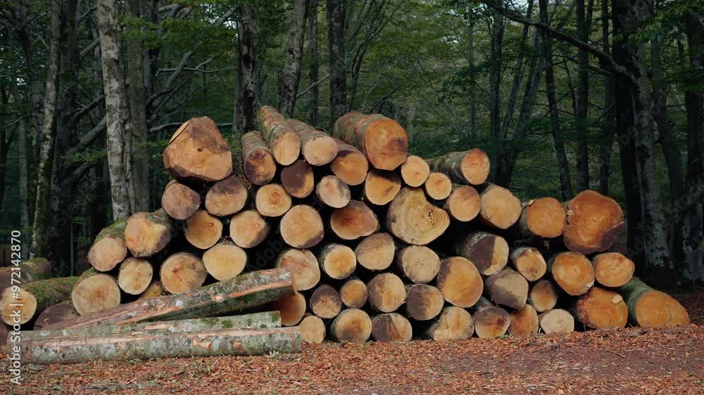 Tree cut trunks in the Acadian forest of Canada Tree cut trunks in the Acadian forest of Canada
