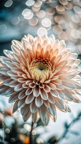 Closeup of a Vibrant Flower in Full Bloom: High-Resolution Detail of Pink and Orange Petals with Bokeh Background photo