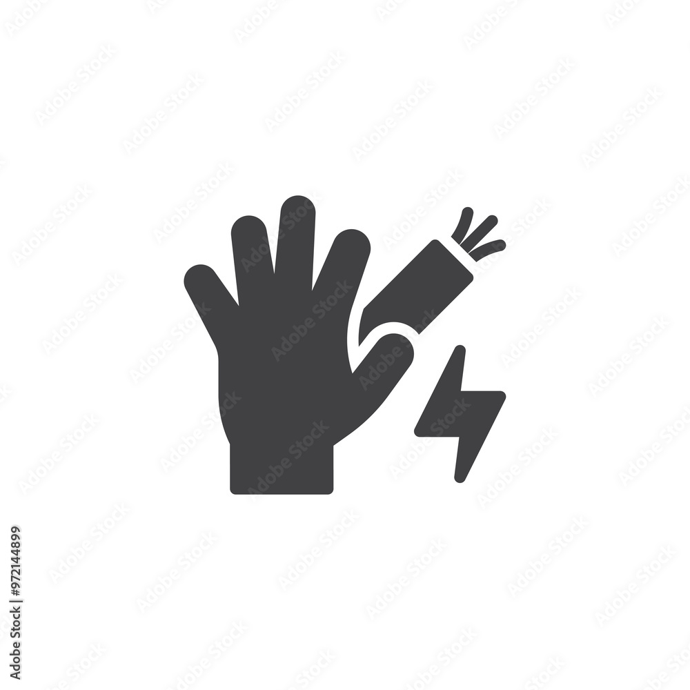 Hand touching an electrical wire vector icon Hand touching an electrical wire vector icon
