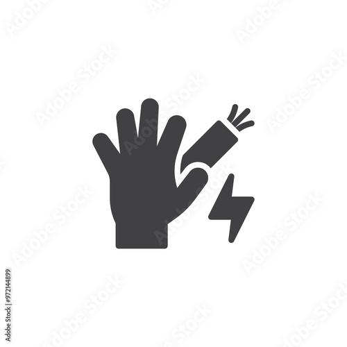 Hand touching an electrical wire vector icon