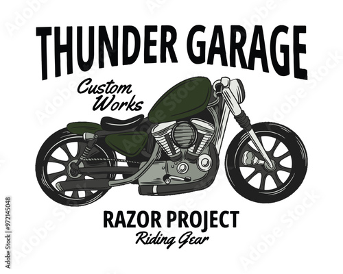 Motorcycles Bobber Custom Garage Vintage Logo