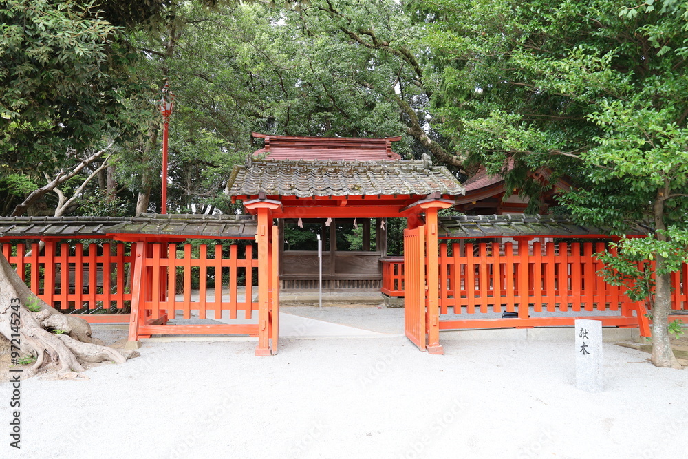 A Japanese shrine : the scene of a subordinate shrine in the precincts of Kashii-gu Shrine in Fukuoka City in Fukuoka Prefecture A Japanese shrine : the scene of a subordinate shrine in the precincts of Kashii-gu Shrine in Fukuoka City in Fukuoka Prefecture