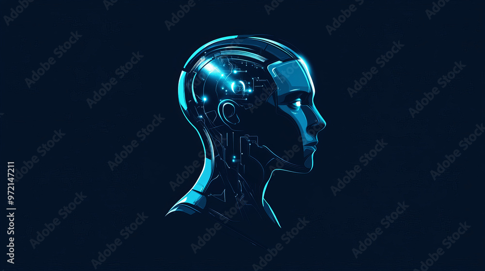 A human head outline integrated with digital components such as circuit designs or pixelated textures. This blend represents the augmentation of human abilities through technological advancements. A human head outline integrated with digital components such as circuit designs or pixelated textures. This blend represents the augmentation of human abilities through technological advancements.