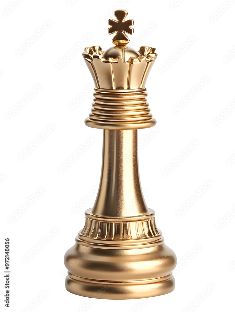 Golden chess king isolated on white background. Strategy planning and competition