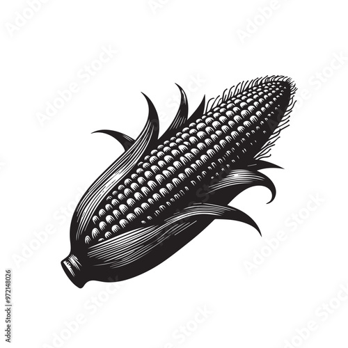 Corn cob silhouette. Corn logo, icon. Maize vector design isolated on white background.