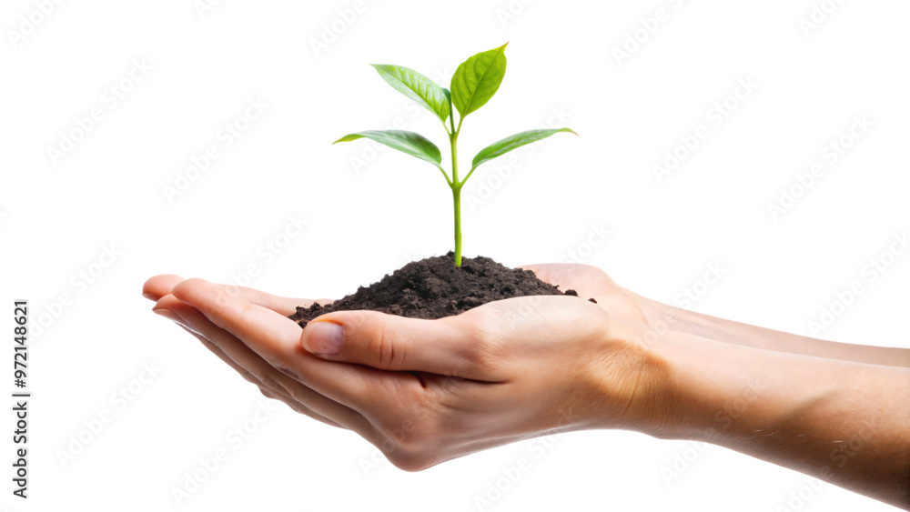 Plant in hand, hands holding a plant, plant in hands, young seedling growing in hand, a symbol of new life and nature's growth Plant in hand, hands holding a plant, plant in hands, young seedling growing in hand, a symbol of new life and nature's growth