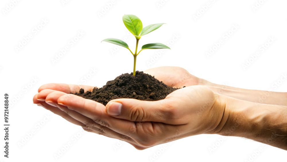 Plant in hand, hands holding a plant, plant in hands, young seedling growing in hand, a symbol of new life and nature's growth Plant in hand, hands holding a plant, plant in hands, young seedling growing in hand, a symbol of new life and nature's growth