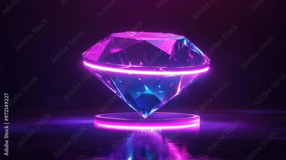 A glowing diamond with neon accents, set against a dark background. A glowing diamond with neon accents, set against a dark background.