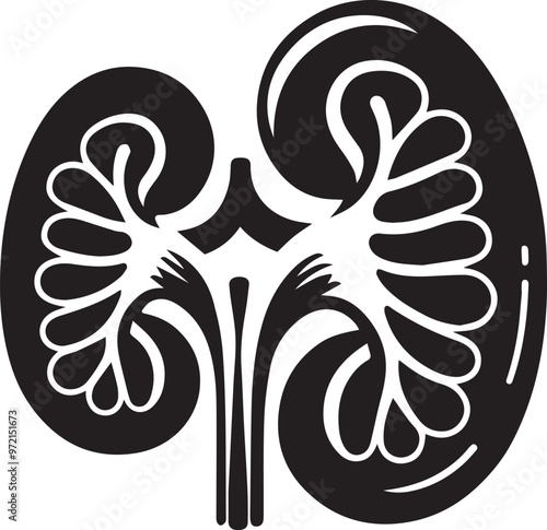 kidney icon, black and white flat vector .