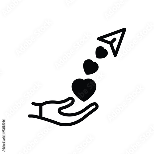 Black solid icon for send love