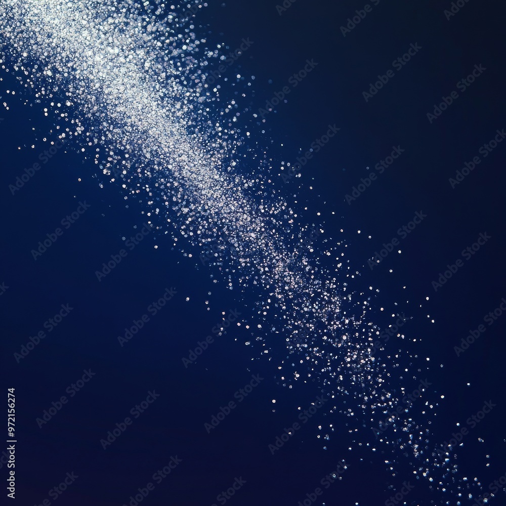Fototapeta premium deep blue background with scattered silver glitter