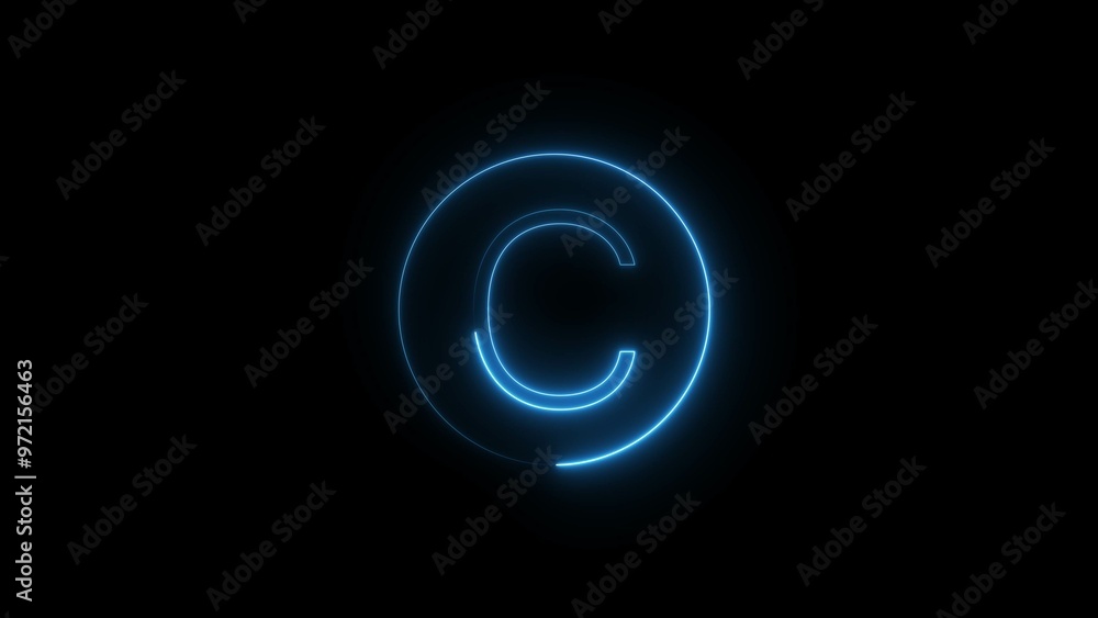 Blue Neon Letter Font Sign Illustration on Black Background. Blue Neon Letter Font Sign Illustration on Black Background.