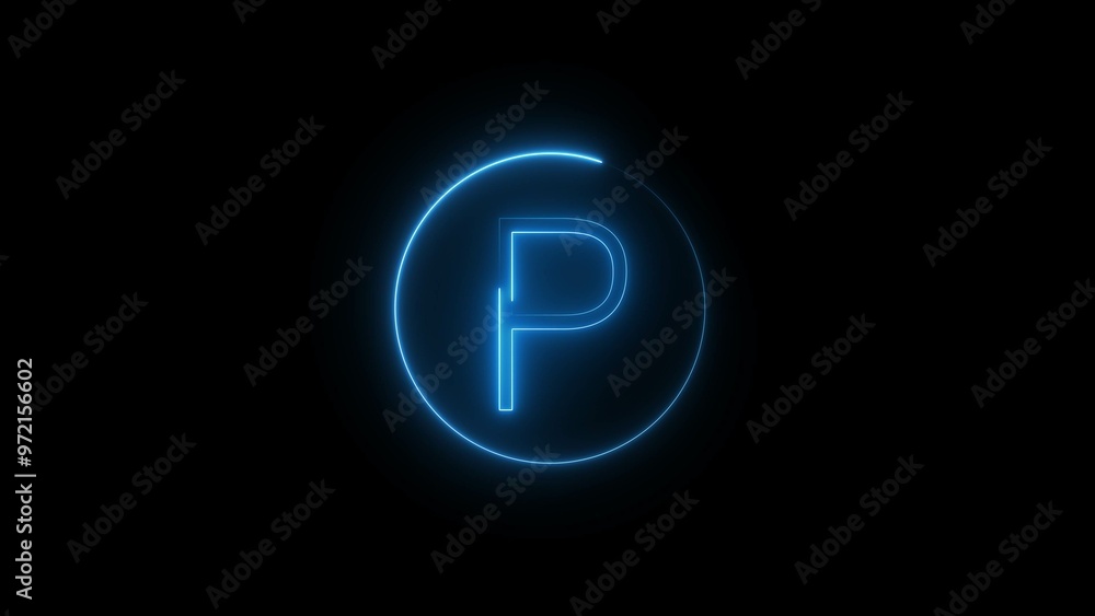 Blue Neon Letter Font Sign Illustration on Black Background. Blue Neon Letter Font Sign Illustration on Black Background.