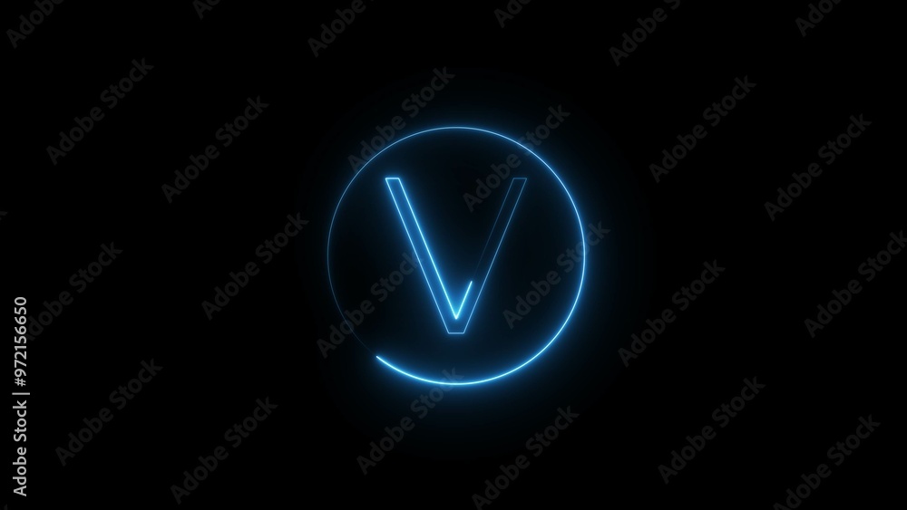 Blue Neon Letter Font Sign Illustration on Black Background. Blue Neon Letter Font Sign Illustration on Black Background.