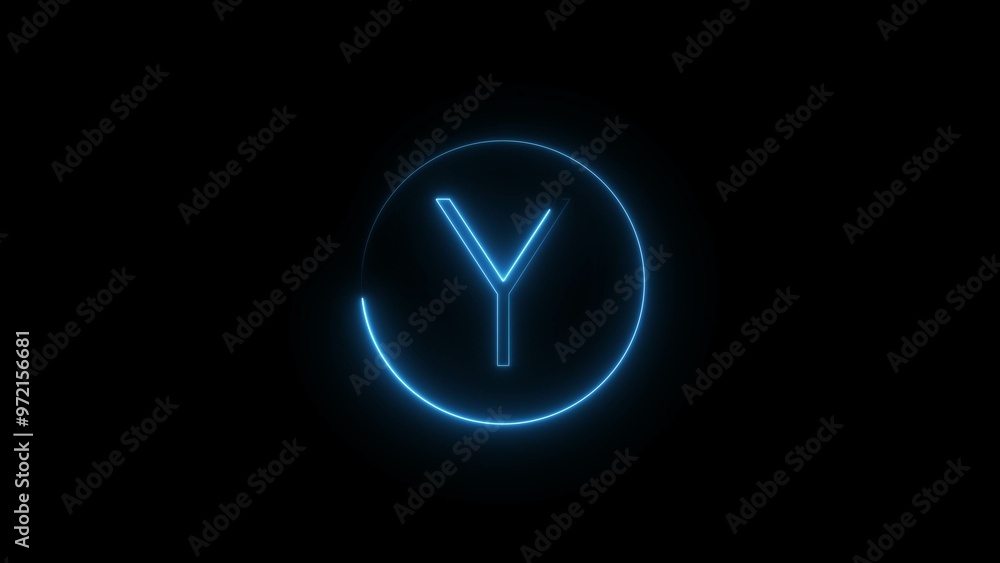 Blue Neon Letter Font Sign Illustration on Black Background. Blue Neon Letter Font Sign Illustration on Black Background.