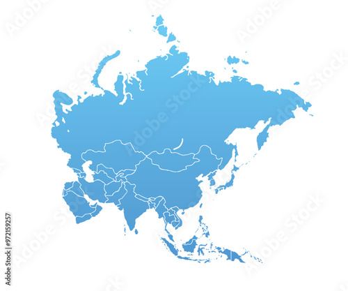 Asia map on white background. All countries in Asia Modern color. Can use for printing, website, presentation element, textile. World map vector illustration, high-resolution, travel.